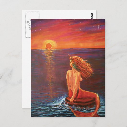 Mermaidはがき – 「夕焼けを見る」 ポストカード (正面/裏面)