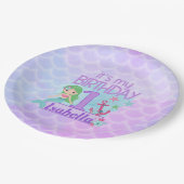 Mermaidをテーマにした第1の誕生日プレート ペーパープレート (アングル)