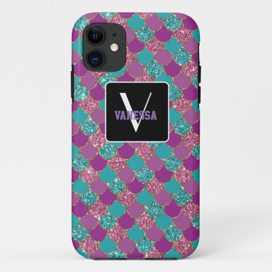 Mermaidカラフルグリッター – 自分でカスタマイズ Case-Mate iPhoneケース (裏面)