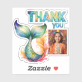 Mermaidカラフル誕生日Thank you Girl写真 シール (シート)