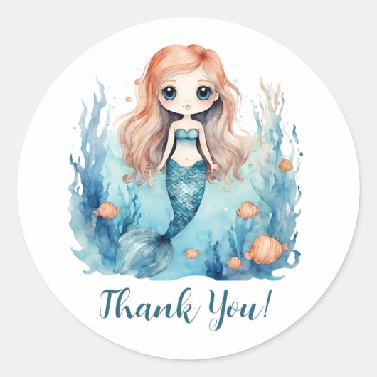 Mermaidステッカー封筒用シールありがとう ラウンドシール (正面)