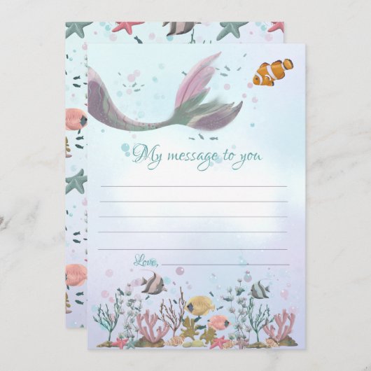 Mermaidタイムカプセルメッセージがあなたにカー空白のド 招待状 (正面/裏面)