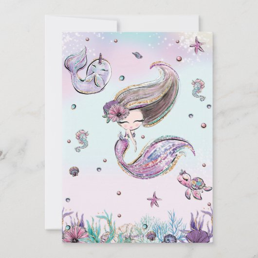 Mermaidタイムカプセルメッセージがあなたにカー空白のド 招待状 (裏面)