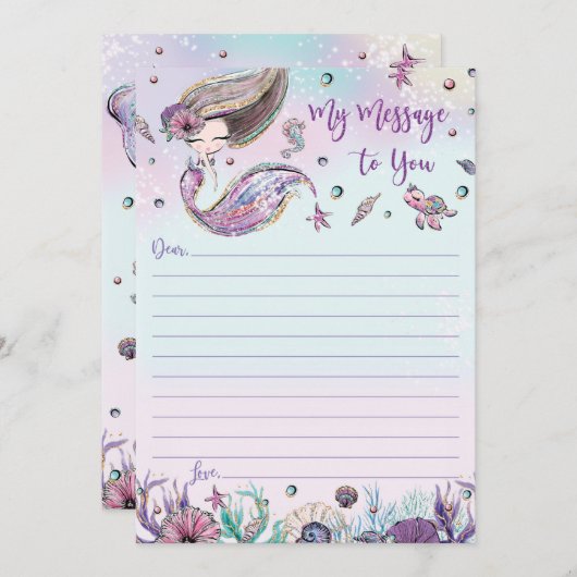 Mermaidタイムカプセルメッセージがあなたにカー空白のド 招待状 (正面/裏面)