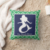 Mermaidターコイズブルー航海のパーソナライズ名 クッション (ブランケット)