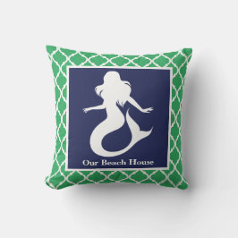 Mermaidターコイズブルー航海のパーソナライズ名 クッション