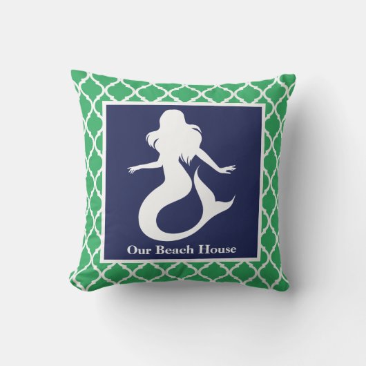 Mermaidターコイズブルー航海のパーソナライズ名 クッション (正面)