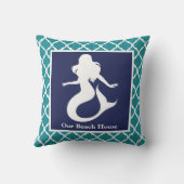 Mermaidターコイズブルー航海のパーソナライズ名 クッション (裏面)