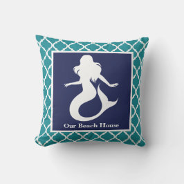 Mermaidターコイズブルー航海のパーソナライズ名 クッション