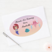 Mermaidパーティーありがとうステッカー 楕円形シール (封筒)