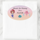 Mermaidパーティーありがとうステッカー 楕円形シール (バッグ)