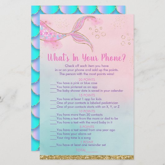 Mermaidピンク金ゴールドあなたの電話シャワーゲームの中に何がある (正面/裏面)