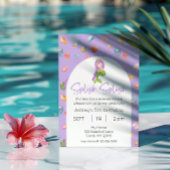 Mermaidプールパーティー誕生日写真 招待状