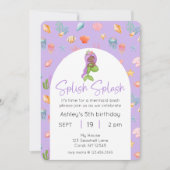 Mermaidプールパーティー誕生日写真 招待状 (正面)