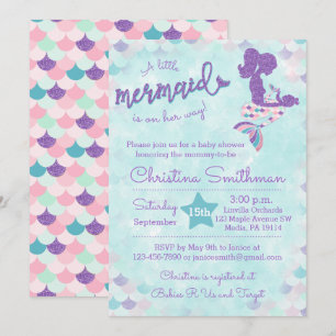 Mermaidベビーシャワー招待状for a Baby Girl 招待状