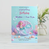 Mermaidモダン誕生日招待状 – スプラッシュを作る 招待状 (スタンド正面)