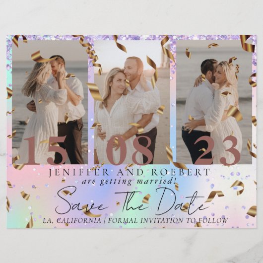 Mermaid写真エレガントコラージュ日付カードを保存 チラシ (正面)