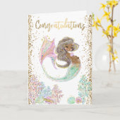 Mermaid妊娠金ゴールドCaの期待 カード (黄色い花)