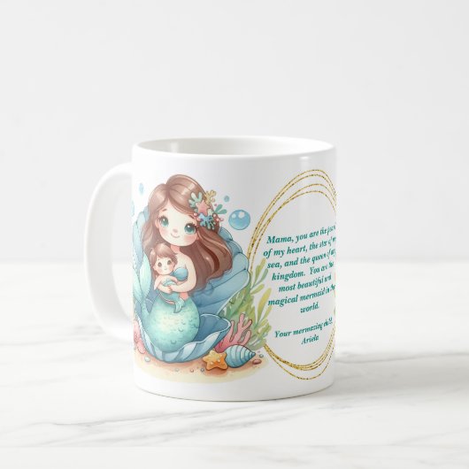 Mermaid母ギフトマグと美しいメッセージ コーヒーマグカップ (正面左)
