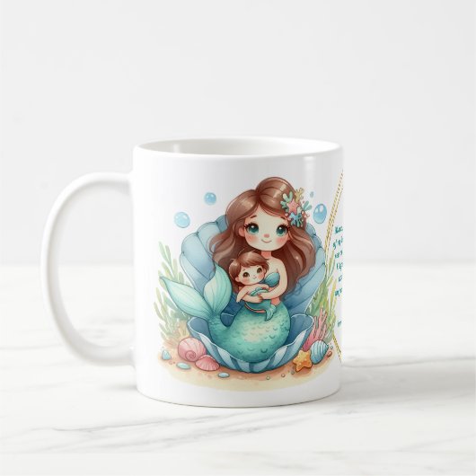 Mermaid母ギフトマグと美しいメッセージ コーヒーマグカップ (左)