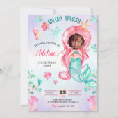 Mermaid水彩写真を追加誕生日かわいい 招待状 (正面)