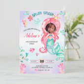 Mermaid水彩写真を追加誕生日かわいい 招待状 (スタンド正面)