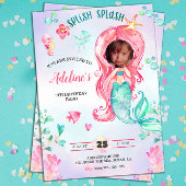 Mermaid水彩写真を追加誕生日かわいい 招待状