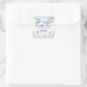 Mermaid誕生日プールパーティーサンキューラベルシール スクエアシール (バッグ)