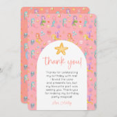 Mermaid誕生日写真ありがとう 招待状 (正面/裏面)