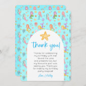 Mermaid誕生日写真ありがとう 招待状 (正面/裏面)