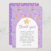 Mermaid誕生日写真ありがとう 招待状 (正面/裏面)