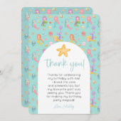 Mermaid誕生日写真ありがとう 招待状 (正面/裏面)