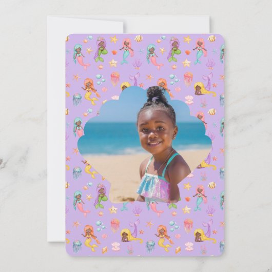 Mermaid誕生日写真ありがとう 招待状 (裏面)