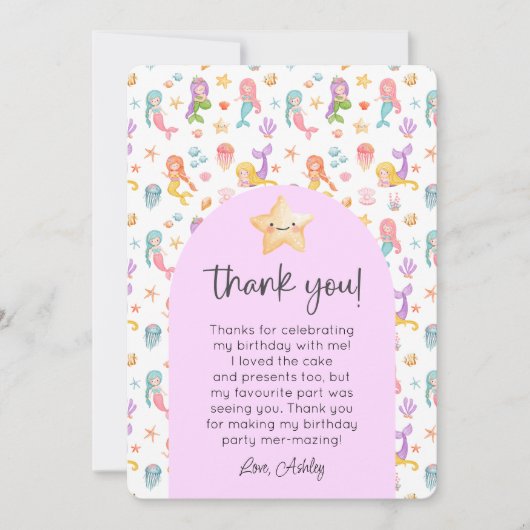 Mermaid誕生日写真ありがとう 招待状 (正面)