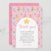 Mermaid誕生日写真ありがとう 招待状 (正面/裏面)