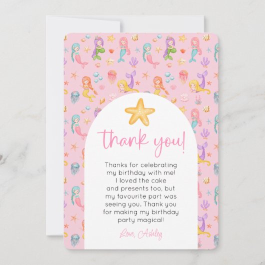 Mermaid誕生日写真ありがとう 招待状 (正面)