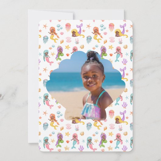 Mermaid誕生日写真ありがとう 招待状 (裏面)