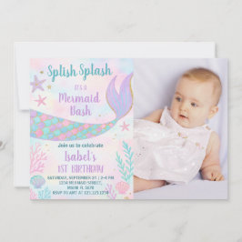 Mermaid誕生日招待状と写真 招待状