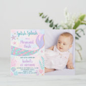 Mermaid誕生日招待状と写真 招待状 (スタンド正面)