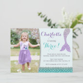 Mermaid誕生日招待状と写真 招待状 (スタンド正面)