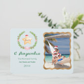 Mermaid С Рождествомフォトグリーティングカード 招待状 (スタンド正面)