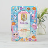Mermaid 1stパーティー海の誕生日の下の写真 招待状 (スタンド正面)