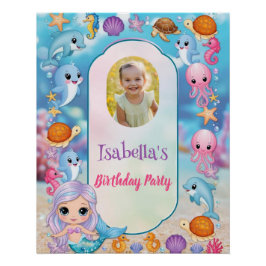 Mermaid 1stフォトオンダー海誕生日 ポスター