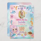 Mermaid 1stフォトオンダー海誕生日 招待状 (正面/裏面)