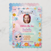 Mermaid 1stフォトオンダー海誕生日 招待状 (正面/裏面)