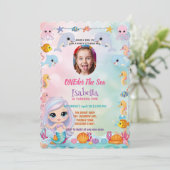 Mermaid 1stフォトオンダー海誕生日 招待状 (スタンド正面)