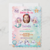 Mermaid 1stフォトオンダー海誕生日 招待状 (正面)