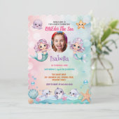 Mermaid 1stフォトオンダー海誕生日 招待状 (スタンド正面)