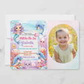 Mermaid 1st写真海の誕生日の下 招待状 (正面)