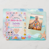 Mermaid 1st写真海の誕生日の下 招待状 (正面/裏面)